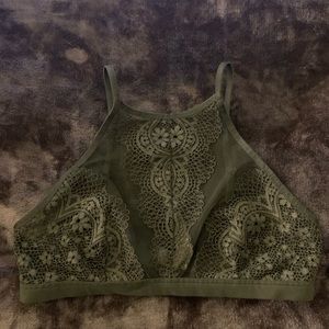 Victoria’s Secret Green High Neck Lace Bralette